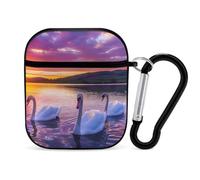 Swans In The Lake Landscape Earphone Case PC Bluetooth Headphone Case Compatible with Airpods 1/Airpods 2 Black-style