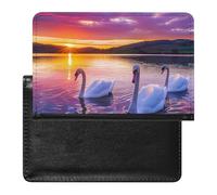 Swans in The Lake Landscape Passport Holder Cover Wallet Card Case with Vaccine Card Slot Travel Accessories for Women Men