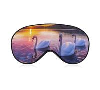 Swans in The Lake Landscape Sleep Mask Soft Blackout Eye Mask Eye Shade Cover with Adjustable Strap for Men Women