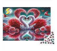 Swans Love Puzzle 1000Pc Recycled Paper for Adults Adult Jigsaws Impossible Challenging Family Game Fun Home Present Great Gift for Kids Age 12 Years Up 38x26cm/1000pcs