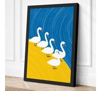 Swans on Sandy Shore Coastal Canvas Wall Art Print 18x12 Inch