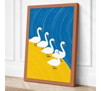 Swans on Sandy Shore Coastal Canvas Wall Art Print 24x16 Inch