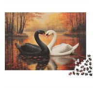 Swans on The Lake Jigsaw Puzzles Autumn Forest Challenge Toy Educational Games Home Decoration for Adults& Teenager Age 14 Years Up 1000pcs (75x50cm)
