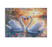 Swans on Water with Heart Shapes 300-piece Jigsaw Puzzle Set Family Puzzle Lovers Brain Training Indoor Game Family Game Night Summer Gift Durable Board 300 PCS
