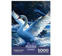 Swans Playing in The Water Jigsaw Puzzles Puzzle for Adults Kids. 1000 Pieces Animal Great Gifts Challenge Toy Educational Game Home Decoration for Educational Games Gifts 52x38cm/1000pcs