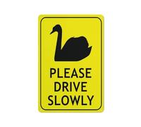 Swans Please Drive Slowly Bright Yellow Sign Sign, 8 X 12 Grade Reflective Sheeting Rust Free Aluminum, Weather Resistant, Waterproof, Easy To Mount