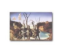 Swans Reflecting Elephants by Salvador Dali Painting Canvas Poster Wall Art Picture Prints Hanging Photo Decor Home Posters Artworks 08x12inch(20x30cm)