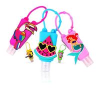 Swans&Sam Hand Sanitiser Plastic Refillable 6 Bottles- Empty Silicone Hand Sanitizer gel Holder Keychain Carrier Travel Bottles