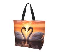 Swans Swimming On Lake Tote Bag Women's Shoulder Handbags Sunset Shopping Bags Water-Resistant Large Handbag with Inner Pocket for Work Travel School