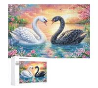 Swans Under Cherry Blossoms at Dusk 1000 Piece Jigsaw Puzzle for Adults Indoor Quiet Time Mental Training Gift for Stress Management 1000 PCS
