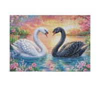 Swans Under Cherry Blossoms at Dusk 300-piece Jigsaw Puzzle Bundle Family Puzzle Lovers Brain Training Mindful Activity Spring Recycled Cardboard 300 PCS