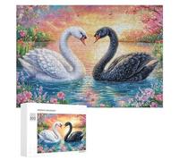 Swans Under Cherry Blossoms at Dusk 300 Piece Jigsaw Puzzle for Family Indoor Table Activity Problem Solving Gift for Quality Time 300 PCS