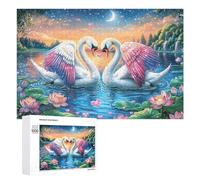 Swans with Glowing Wings Under Moon 1000 Piece Jigsaw Puzzle for Adults Indoor Tabletop Game Stress Reduction Gift for Home Use 1000 PCS