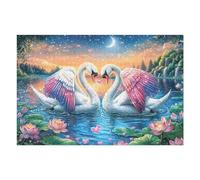 Swans with Glowing Wings Under Moon 1000 Piece Jigsaw Puzzle Pack Teens Beginners Cognitive Development Puzzle Fans Group Play Anniversary Recycled Cardboard 1000 PCS