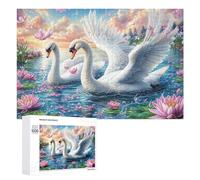 Swans with Open Wings at Sunset 1000 Piece Jigsaw Puzzle for Adults Indoor Quiet Time Mental Training Gift for Stress Management 1000 PCS