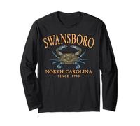 Swansboro North Carolina Blue Crab Since 1730 Arched Orange Long Sleeve T-Shirt