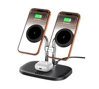 SwanScout Dual Magnetic Charger for iPhone 17/Air/16/15/14/13/12 Series, Wireless Charger for AirPods Pro 3/2/4/3, Compatible with Magsafe, SwanScout 706M (Black)