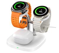 SwanScout Dual Watch Charger for Samsung, Wireless Charger for Samsung Galaxy Watch Ultra/7/6/6 Classic/5 Pro/5/4 Classic/3/Active 2, Galaxy Buds 2 Pro/Galaxy Buds+, SwanScout 704S