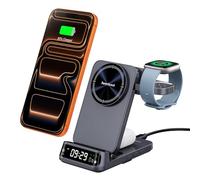 SwanScout Magnetic Wireless Charger for Fitbit Versa 4/3/Sense 2/1/Ace LTE, 3 in 1 Charging Station for iPhone Air/17/16/15/14 Series, for Samsung 25/Z flip 7/S24/S23, SwanScout 708MG2 (No Adapter)