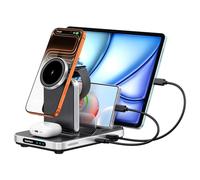 SwanScout Wireless Charger for Apple, 5 in 1 Charging Station for Multiple Devices, for iPhone Air/17/16/15/14 Series, for Apple Watch Ultra 2/10/9/8/7, for AirPods/iPad/Tablet/Switch, SwanScout 901M