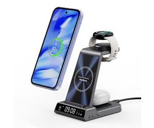 SwanScout Wireless Charger Stand for Google Pixel Watch 3/2/Fitbit Versa 4/3 (Not for Pixel Watch 4/1), 3 in 1 Charging Station for Pixel 10a/10 Pro/10 Pro XL/10/9/9a/8a/8/7/6/5/4/Buds, No Adapter