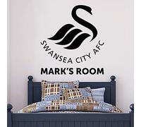 Swansea City Football Club Official Crest & Name Personalised Wall Sticker Decal Mural Vinyl (90cm, White)