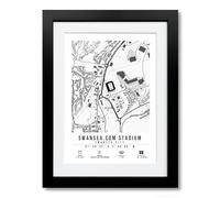 Swansea.com Stadium Map Minimalist A4/A3 Poster Photo Print Framed Gift Swansea City (A4 Black Framed & Mounted)