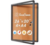 Swansea Lockable Bulletin Board Notice Pin Cork Boards Tamper Proof Message Board for Photos Memos,26x20inch (4xA4)