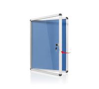 Swansea Lockable Notice Board 360x270mm, Tamperproof Display Pin Board for Home Office School Commerce, Blue Felt (PIN 1xA4)