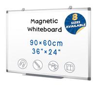 Swansea Magnetic White Board A1 Dry Wipe Board for Office School Home, Wall Mount, Aluminum Frame, 90X60cm