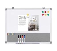 Swansea Magnetic Whiteboard 2 in 1 Combo Gray Pin Noticeboard with Dry Erase Marker + 6 Pushpins, 60x45cm