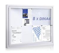 Swansea Outdoor Lockable Notice Board, Tamperproof External Magnetic Whiteboard with Locking Door for Office School Store Message Centre, Aluminum, 95x71cm(8xA4)-A1