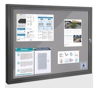 Swansea Outdoor Lockable Notice Board, Tamperproof External Wall Display Pin Board with Locking Door for Office School Store Community Center, Black Aluminum, 95x71cm(8xA4)-A1