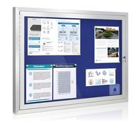 Swansea Outdoor Lockable Notice Board, Waterproof Blue Felt Display Pin Board Wall Mounted Noticeboard with Locking Door for Office School Store Community Center, Sliver Aluminum, 95x71cm(8xA4)-A1