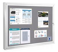 Swansea Outdoor Lockable Notice Board, Waterproof Gray Felt Display Board Wall Mounted Noticeboard with Locking Door for Office School Store Community Center, Sliver Aluminum, 95x71cm(8xA4)-A1