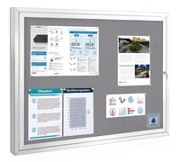 Swansea Outdoor Lockable Notice Board Waterproof Gray Felt Display Cases Wall Mounted Noticeboard with Swing Door,95x71cm(8xA4)-A1
