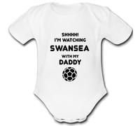SWANSEA present from DADDY for a gift Football Unique Baby Vest Grow Babygrow Cute PERSONALISED Custom Boys Girls Unisex CITY