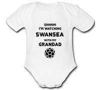 SWANSEA present from GRANDAD for a gift Football Unique Baby Vest Grow Babygrow Cute PERSONALISED Custom Boys Girls Unisex CITY