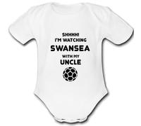 SWANSEA present from UNCLE for a gift Football Unique Baby Vest Grow Babygrow Cute PERSONALISED Custom Boys Girls Unisex CITY