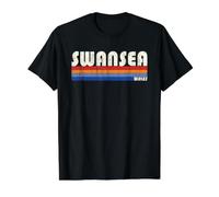 Swansea Wales Retro 70s 80s Style Value Graphic T-Shirt, Men, Black, L