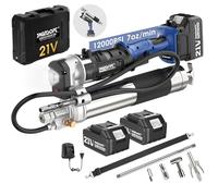 SWANSOFT Electric Grease Gun Kit - 12,000 PSI, 7oz/min Battery Grease Gun with 2 * 4.0AH 21V Batteries 90° Swivel Coupler, 2-in-1 Cordless Grease Gun, Efficient for Truck, Construction, Farm