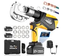 SWANSOFT Electric Hydraulic Cable Lug Crimping Tool, 12Ton 16mm²-400mm² Rechargeable Hydraulic Crimper for Cu/Al Terminal, Continuously Crimp Wire Crimping Tool Kit with 12 Dies,Yellow