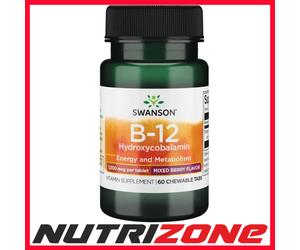 Swanson B-12 Hydroxycobalamin 1000mcg Energy & Metabolism - 60 chewable tablets