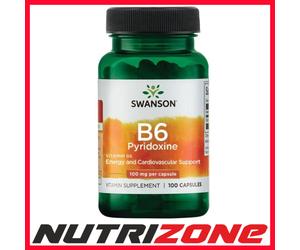 Swanson B6 Pyridoxine 100mg Energy & Cardiovascular Support - 100 caps