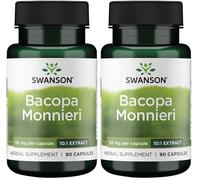 Swanson, Bacopa Monnieri Extract, 10:1 Extract, 50mg, High-Dose, 90 Capsules, SOYA-Free, Gluten-Free, GMO-Free (Pack of 2)