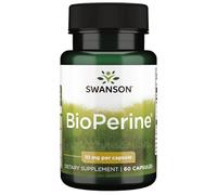 Swanson Bioperine, Black Pepper Extract, 10mg, with Piperine, 60 Capsules, High Strength, Soy-Free, Gluten-Free, Non-GMO