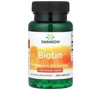 Swanson - Biotin | High-Potency Support for Hair, Skin, and Nails | 5000mcg Capsules - 100 Count