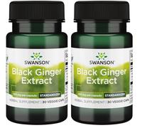 Swanson, Black Ginger Extract, 100mg, High Strength, 30 Vegan Capsules, Lab Tested, Vegetarian, Soy Free, Gluten Free, Non GMO (Pack of 2)