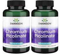 Swanson, Chromium Picolinate, 200mcg, Highly Dosed, 200 Capsules, Soy Free, Gluten Free, Non-GMO (Pack of 2)