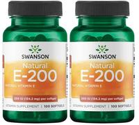 Swanson, E-200, High-Dose Vitamin E, 200IU, 100 Softgels, Gluten-Free, GMO-Free (Pack of 2)